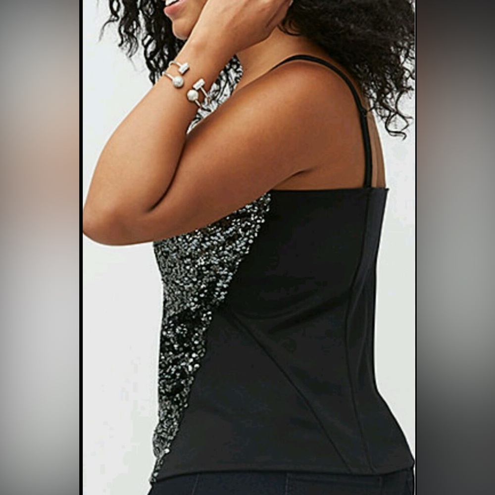 ✨ Lane Bryant NWT Black Sequin Camisole Top – Size 16 ✨ - Picture 3 of 11